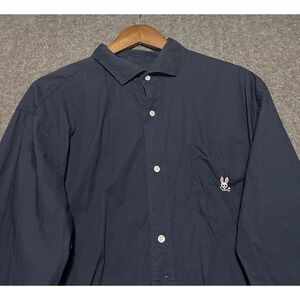 Psycho bunny button up shirt long sleeve blue mens cotton size 2XL logo